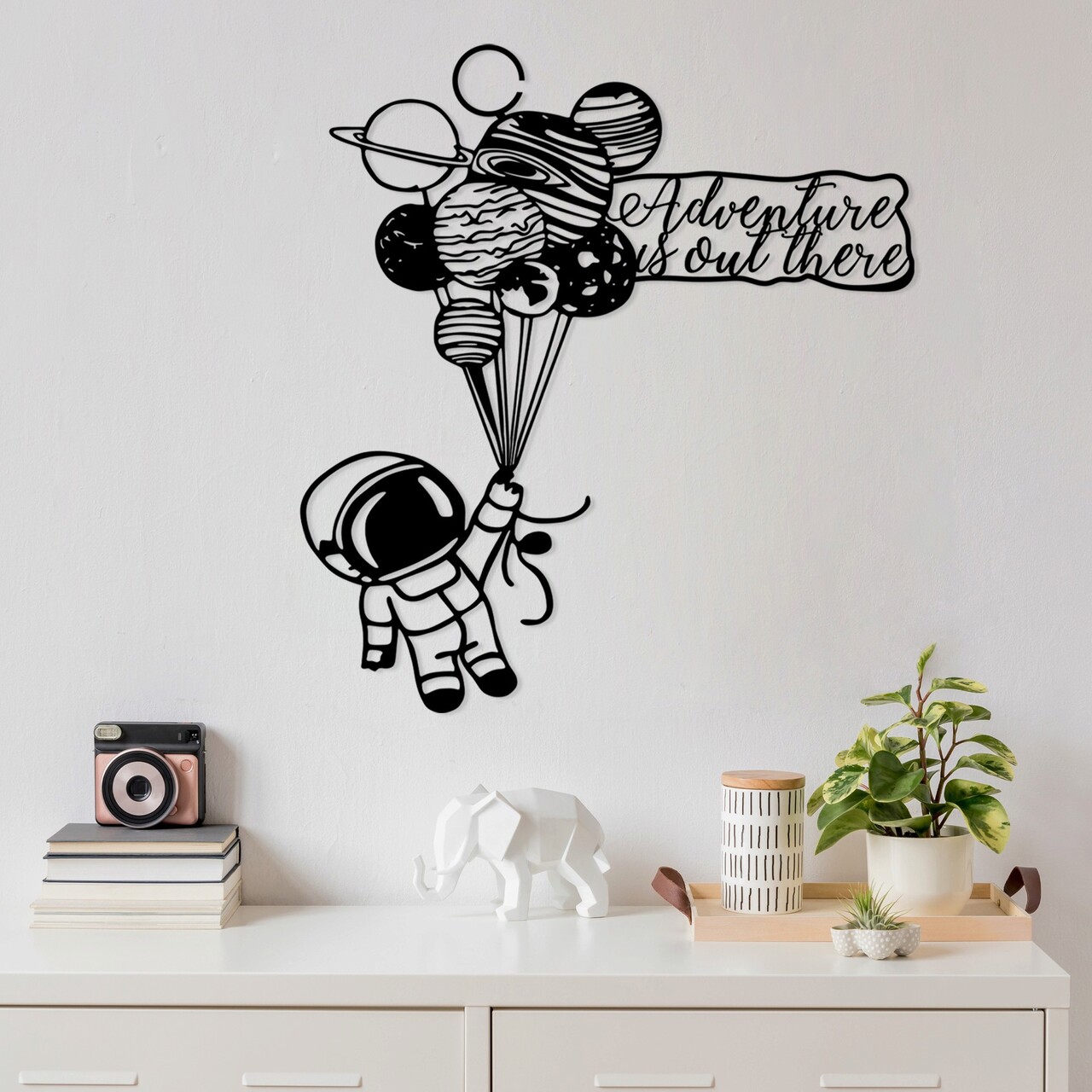 Decoratiune de perete, Astronaut 4, Dimensiune: 64 x 70 cm, Negru - imagine 6